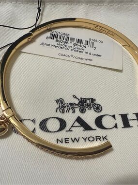 NEW Authentic Coach Gold Heart Charm Bangle